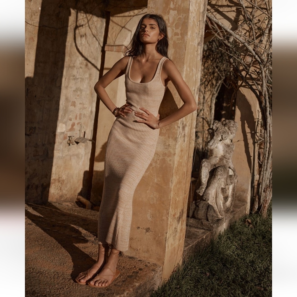 Dissh Stella Oat Marle Knit Midi Dress